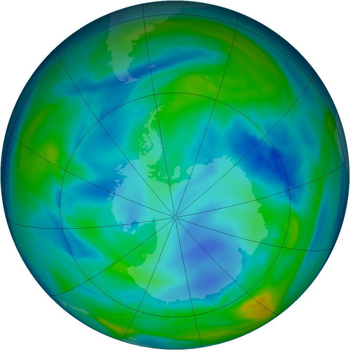 Antarctic ozone map for 31 July 2006
